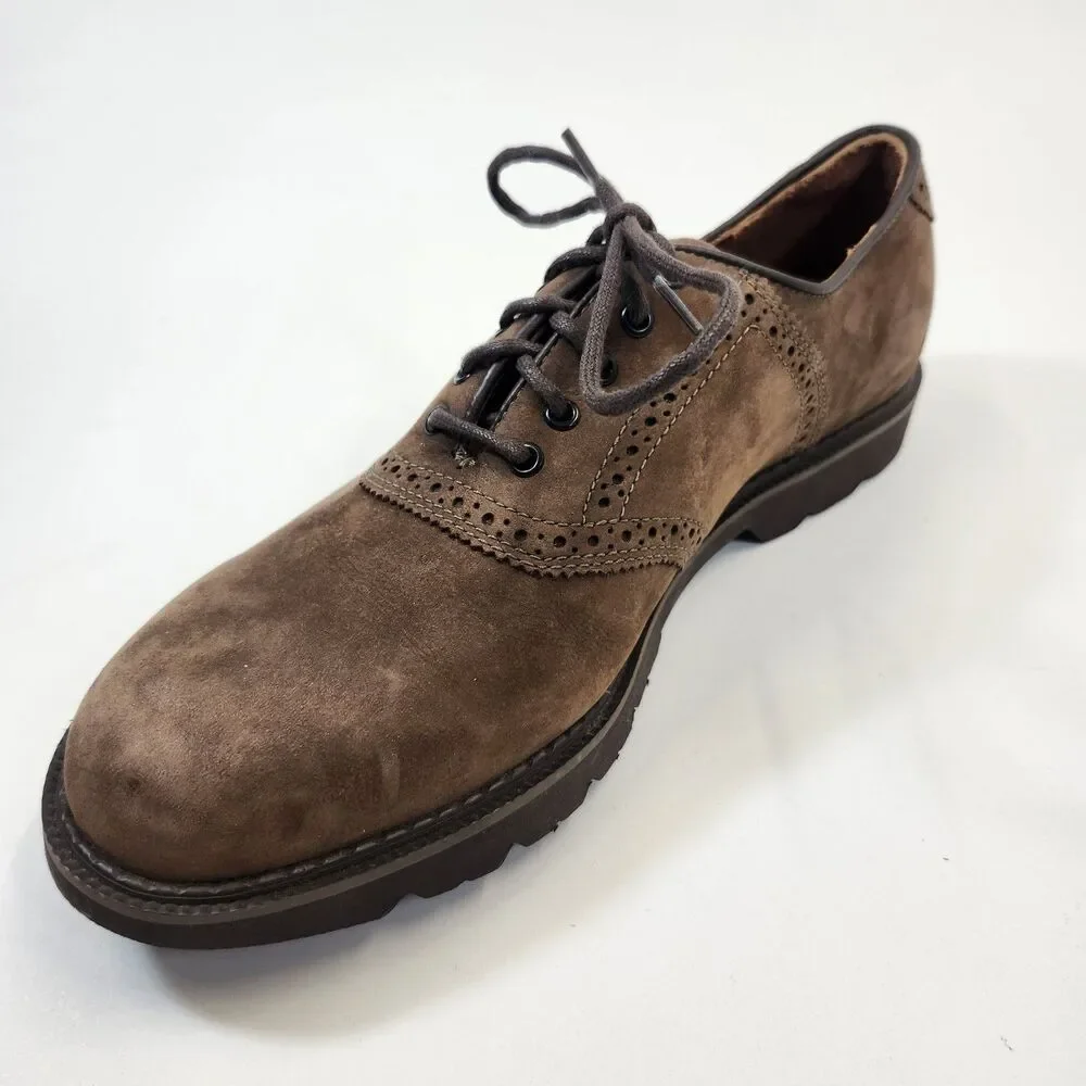 Rockport Shoes Mens 10M Brown Suede Nubuck Oxford Wingtip Brogue Dress M5699